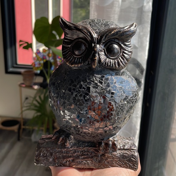 *SOLD*****Vintage Mosaic Crackle Glass Night Owl Table Nightstand Lamp - Picture 9 of 16
